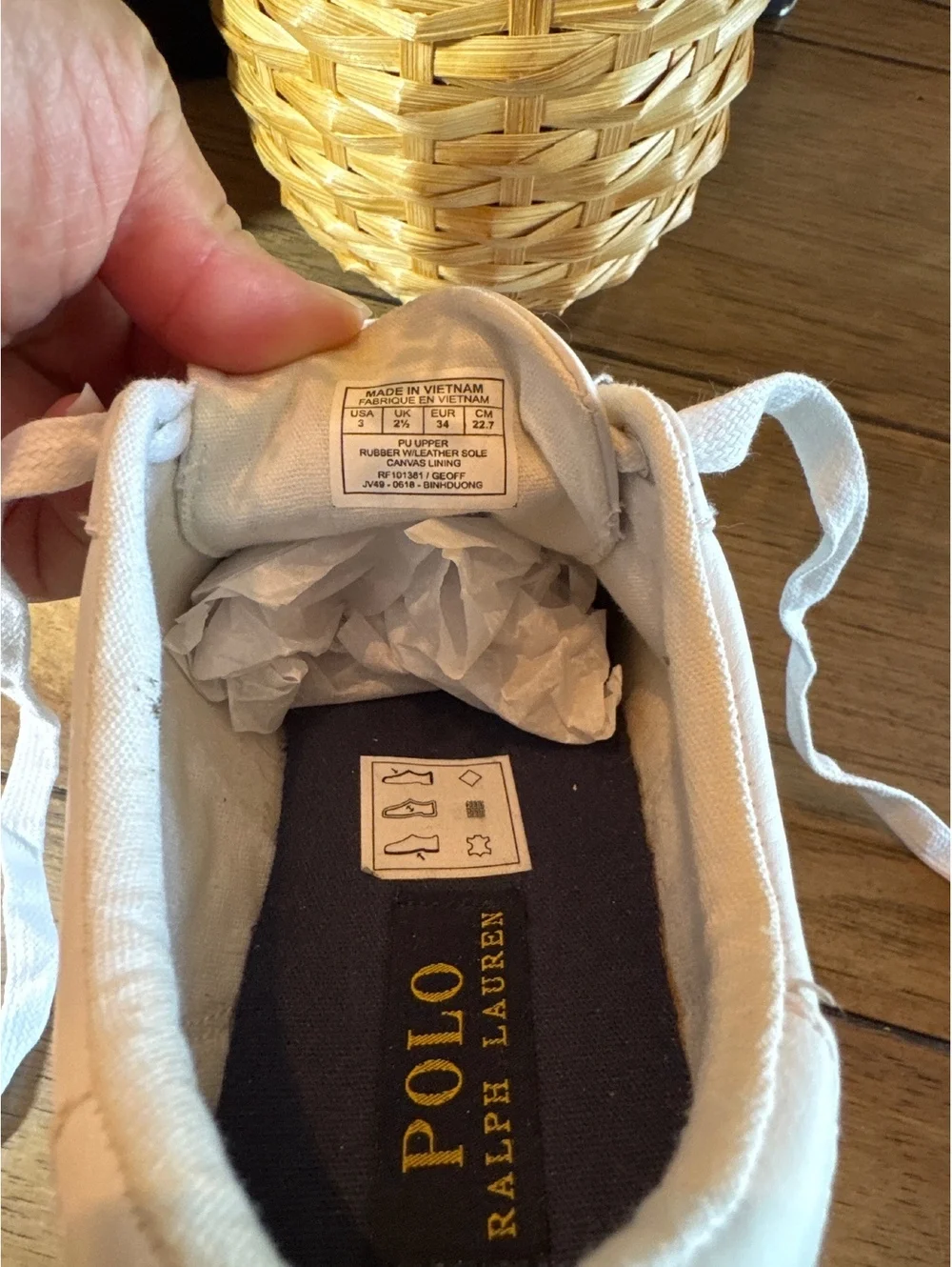 Polo Ralph Lauren Geoff Boys White Green & Navy Sneakers Size 3